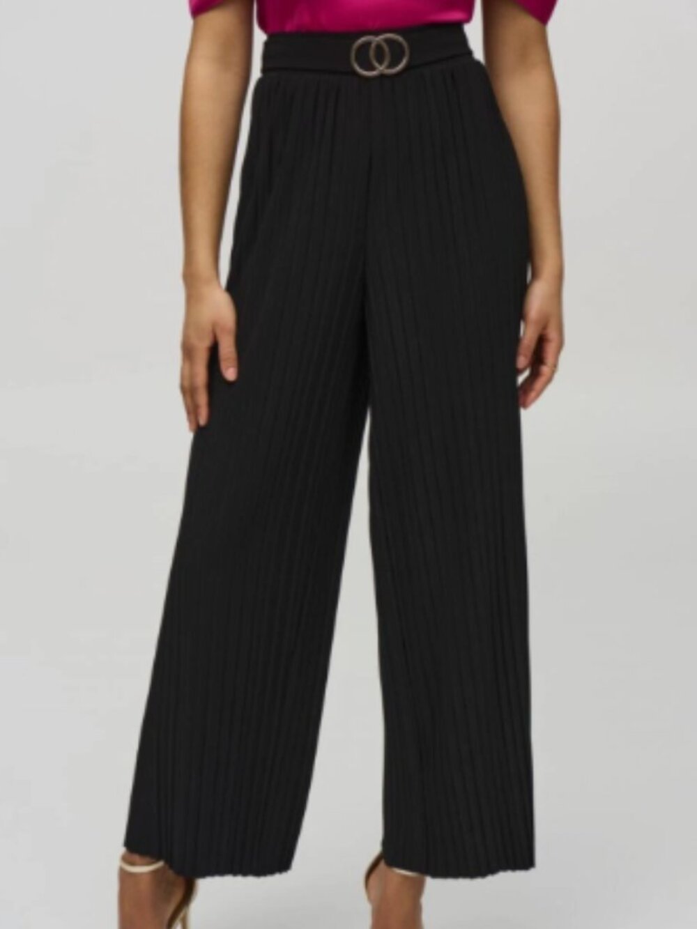 NWT! Joseph Ribkoff Black Pleated Pull On Wide-Leg Pants Size 6